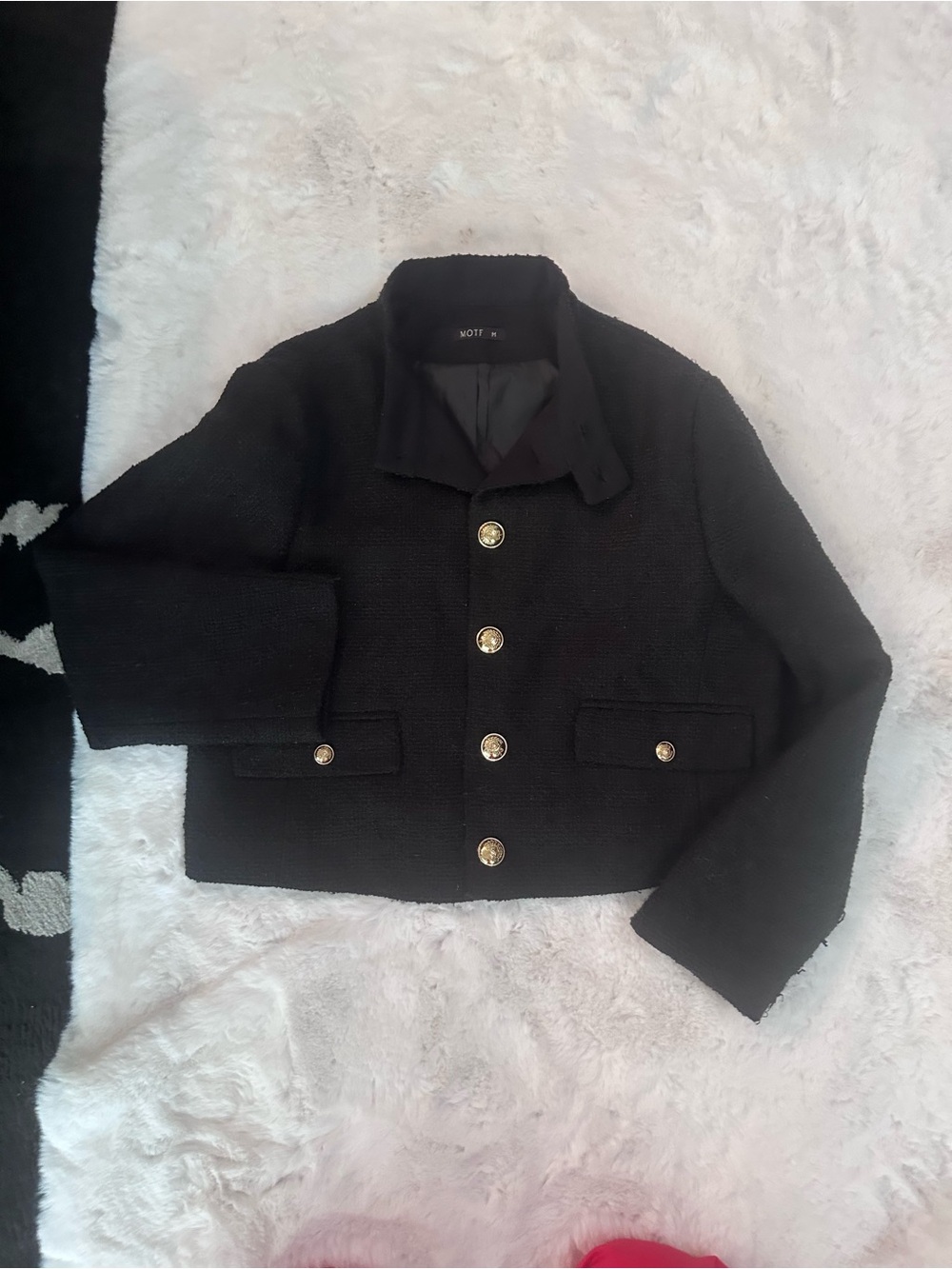 Women's size M black button jacket by motf